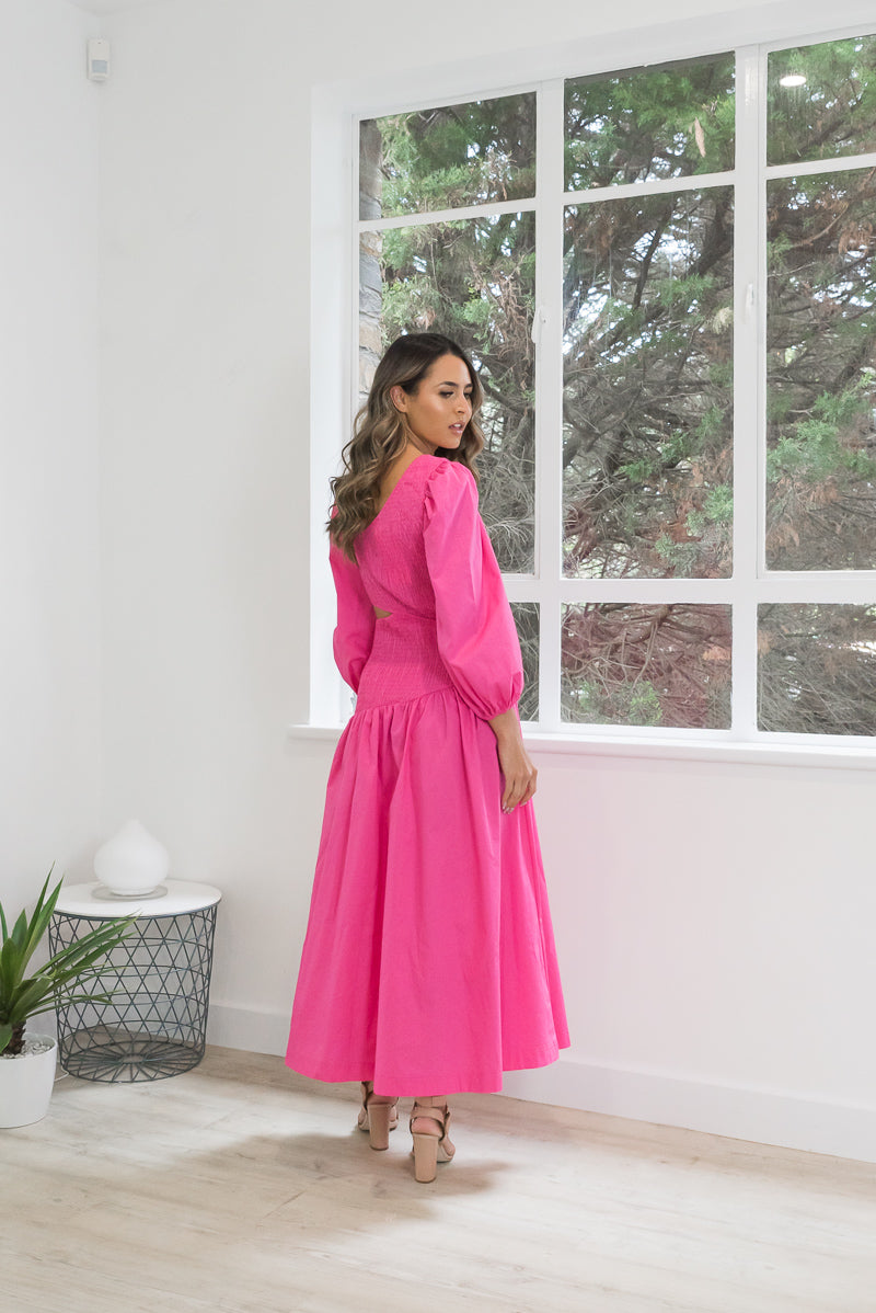 Willow Shirred Bodice Dress Pink - ONLINE ONLY
